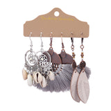 Fashion alloy leaves rhinestone wings tassels dripping oil feather earrings