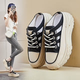 2025  popular summer new half tray white shoes women's mesh breathable student board shoes casual shoes increase ins tide Q072