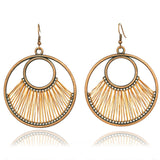 Ethnic fringed shell long earrings