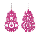 Geometric round flowers with openwork metal earrings