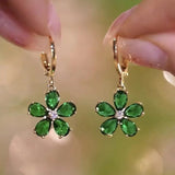 Emerald flower simple temperament earrings