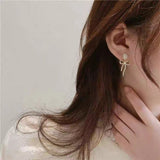 S925 silver needle opal set diamond bow simple earrings