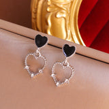 S925 silver needle openwork love heart shaped small sweet fashion earrings