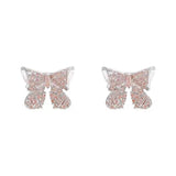 Small and exquisite full diamond bow earrings