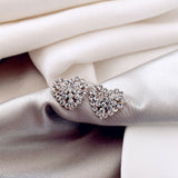 Love full diamond 925 silver heart earrings