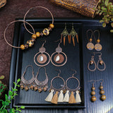 National Geometric Round Wooden Bead Earrings