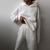 MOMENTLOVER New 's new women's cross-border autumn sweater set, solid color casual fashion sports trousers two-piece set