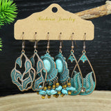 Tassel round hollow leaf earrings