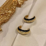 S925 Silver Needle Vintage C Earrings