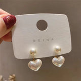 S925 silver needle simple small love pearl earrings