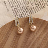 S925 silver needle rose gold pearl earrings