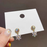 S925 silver needle five-petal flower earrings