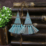 National retro tassel geometric alloy earrings
