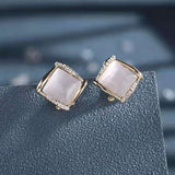 S925 Silver Needle Opal Earrings