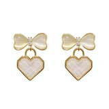 S925 silver needle opal bow love earrings