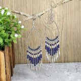 Long bead tassel drop earrings