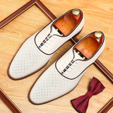 2025 Business casual shoes men's cowhide hollow breathable leather shoes simple men's British breathable soft surface soft sole men's shoes export