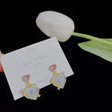 S925 silver needle love pearl fashion earrings