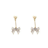 S925 silver needle love bow earrings