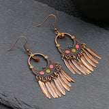 Vintage long point drill tassel earrings