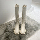 2025  boots women's Martin boots popular new mid-heel boots but knee Internet celebrity high boots velvet knight boots