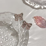 Small and exquisite full diamond bow earrings