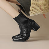 2025  British Martin boots popular autumn and winter new retro single boots Chelsea thick heel square head short boots women