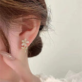 S925 silver needle opal flower earrings