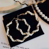 S925 silver needle fashion wrapped pearl earrings