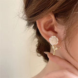 Fashion Asymmetric White Rose Earrings