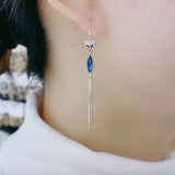 Long zircon fox fringed earrings