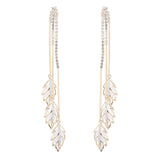 Long earrings cat's eye tassel leaf earrings