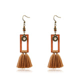 Fashionable Bohemian retro square tassels long earrings
