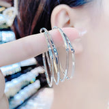 S925 silver needle square geometric earrings