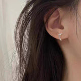 Simple small fresh glossy T-shaped geometric fashion earrings