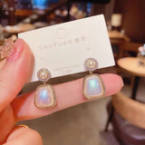 S925 Silver Needle Square Pearl Gold Classic Earrings