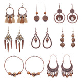 National Geometric Round Wooden Bead Earrings