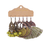 Geometric tassel flower shell earrings