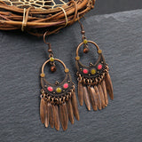 Vintage long point drill tassel earrings
