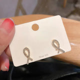 S925 silver needle fashion cross full diamond small simple earrings
