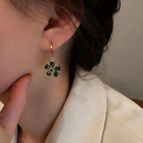 Emerald flower simple temperament earrings