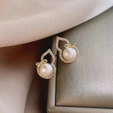 S925 silver needle fashion pearl gourd simple earrings