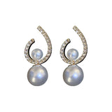 S925 silver needle detachable Pearl fashion atmosphere diamond earrings