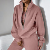 MOMENTLOVER 2025 New autumn 2025 women's clothing  two-piece sweater fleece sports street casual fashion suit women