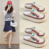 2025  summer half tray white shoes new Korean version ins female students thick sole heightening mesh breathable casual XW520