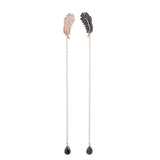 AB asymmetric feather tassel Drop Earrings