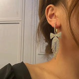 Tassel bow full of diamond earrings