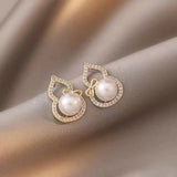 S925 silver needle fashion pearl gourd simple earrings