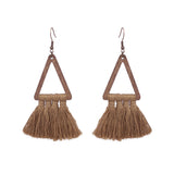 Leaf hoop metallic leather fringed earrings