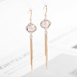 Tassel Earrings female set with zircon Pearl Earrings